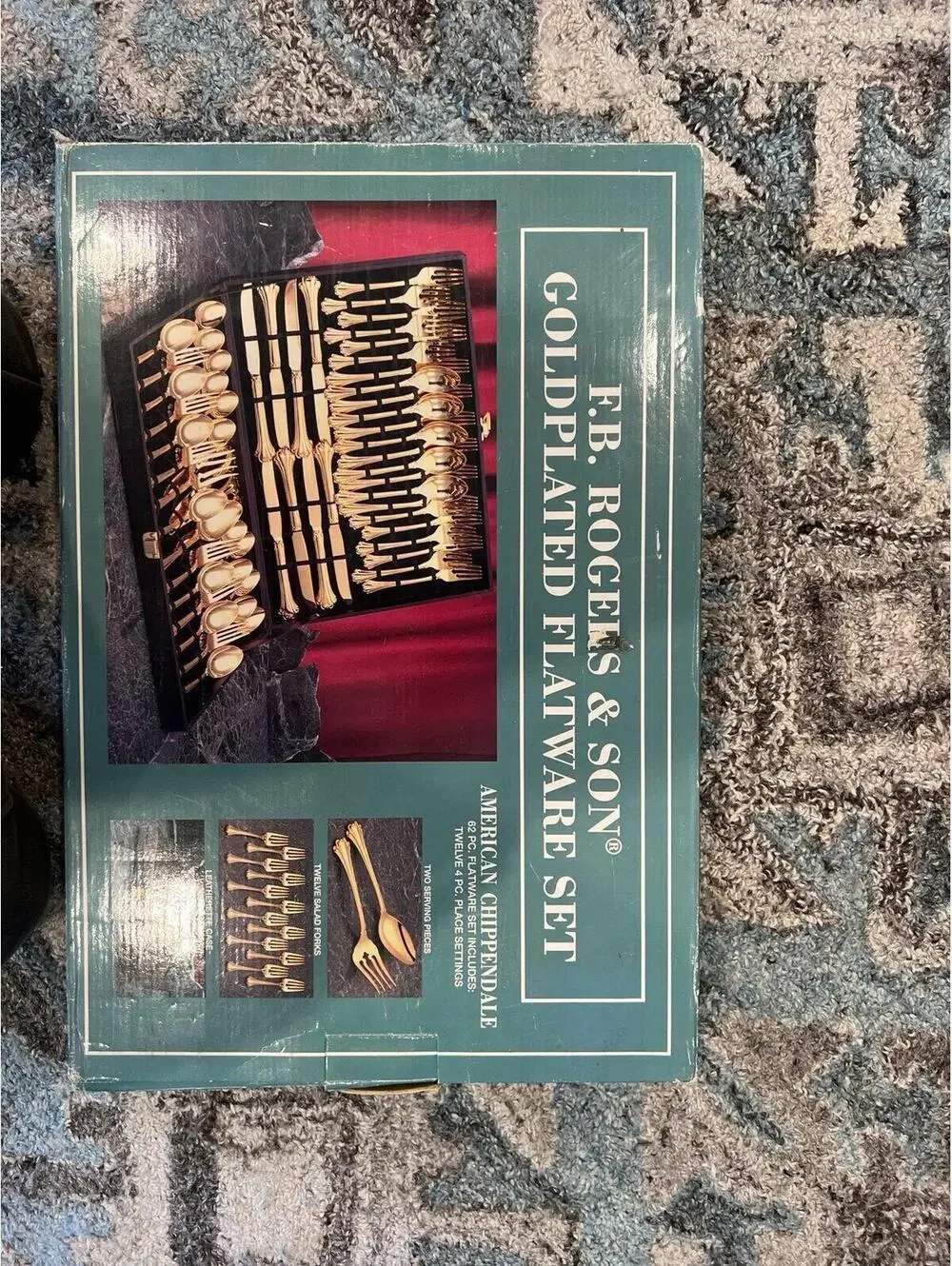 Vintage F. B. Rogers and Son gold plated flatware set